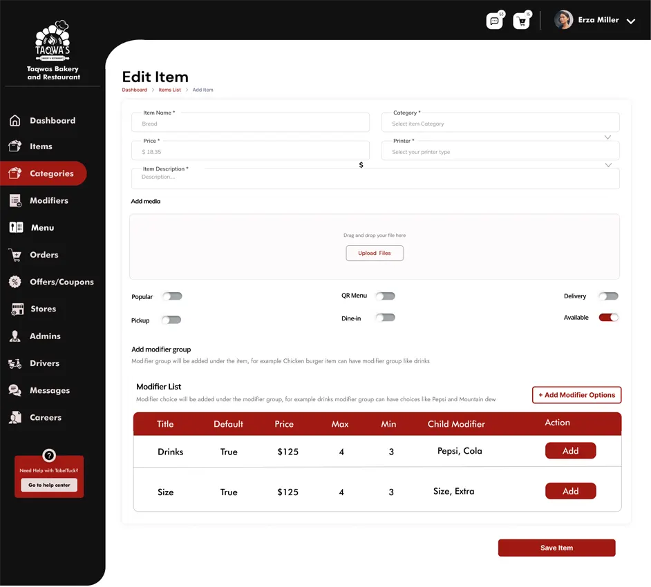 Menu Management System